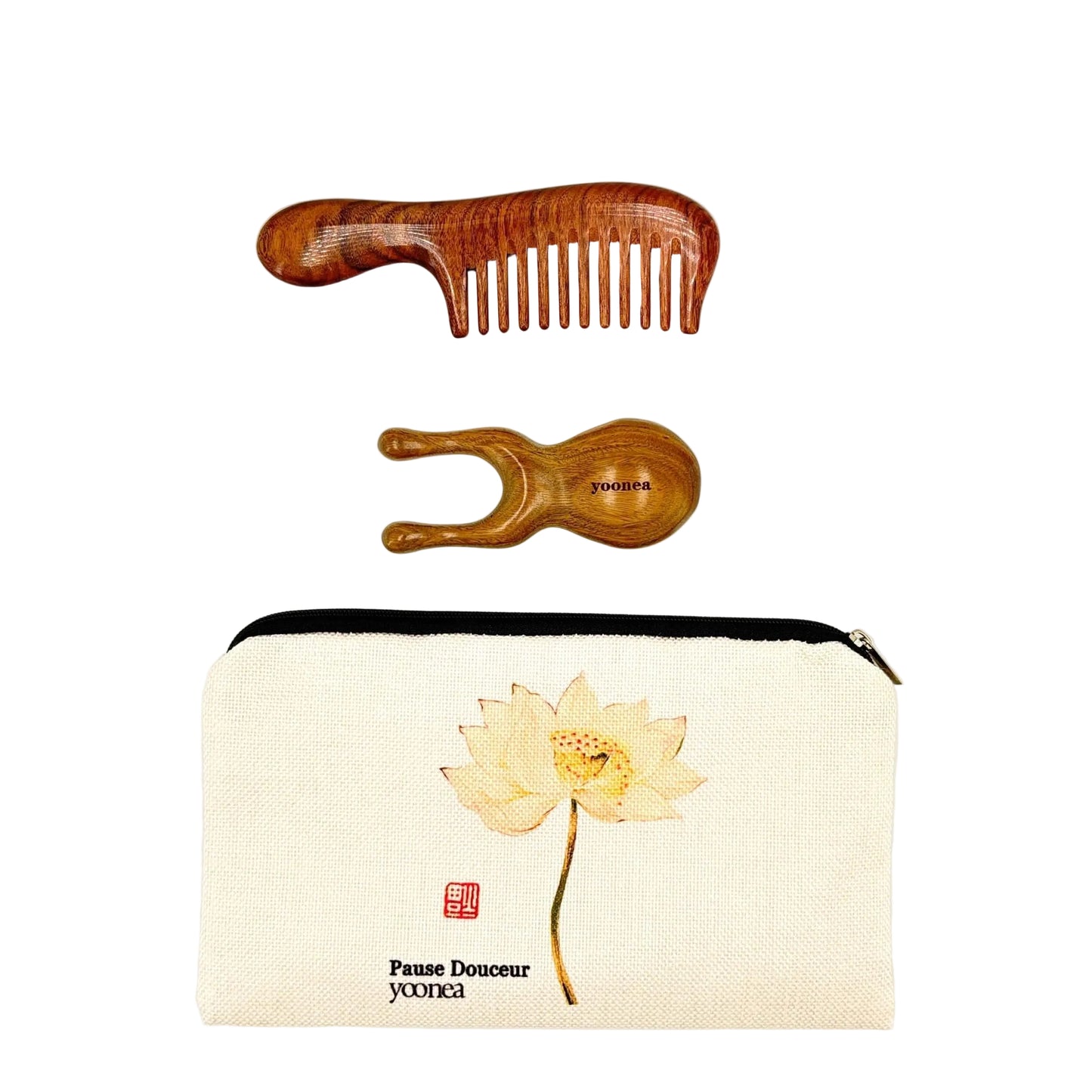 Acupressure Clip and Small Wooden Comb Set