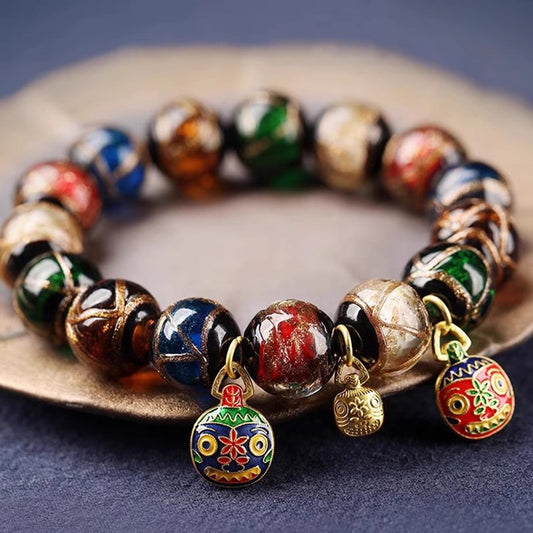 Beast Hand Necklace in Swallowed Gold Enamelled Feng Shui Bracelet - Silverline