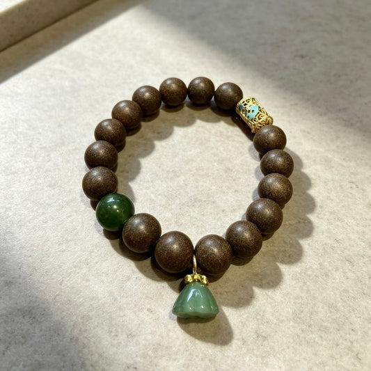 Bracelet aux herbes médicinales chinoises "Brume de Poire & Bois Sacré"