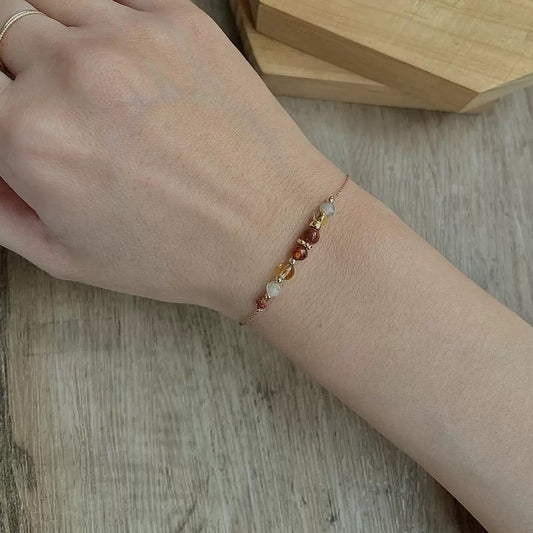 Bracelet Pierre de Sable Dorée & Citrine – Fortune et Prospérité
